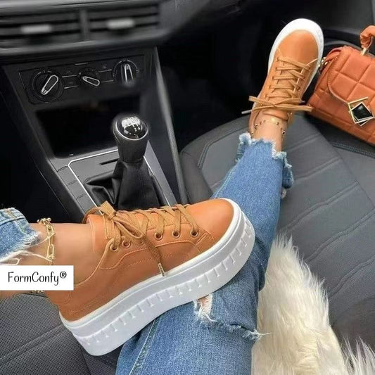 FormConfy - Damen Plateau Turnschuhe