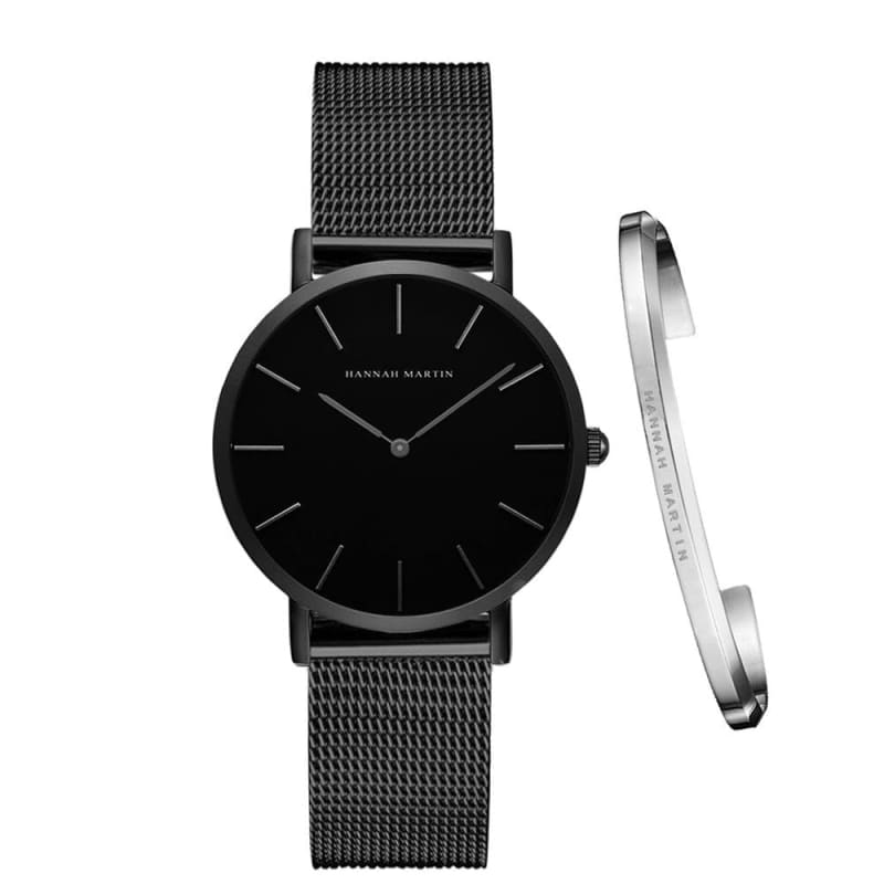 Schwarze Damenuhr mit Hannah-Martin-Armband